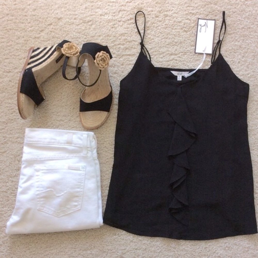 NEW Norah Black Cascading Ruffle Front Camisole